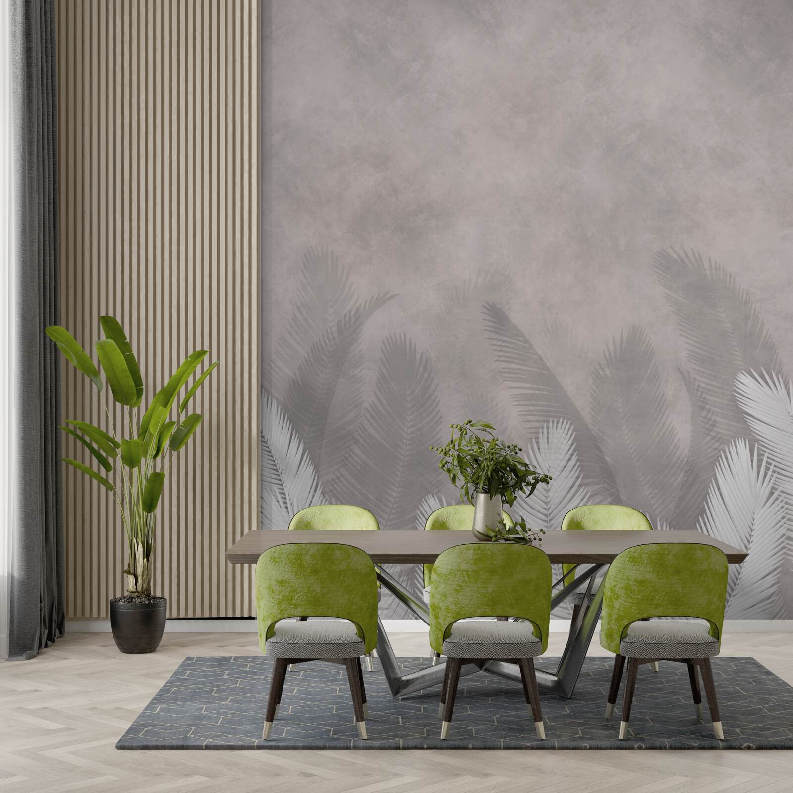 Fototapeta hmlový les je osvetlený jasnými listami papradia