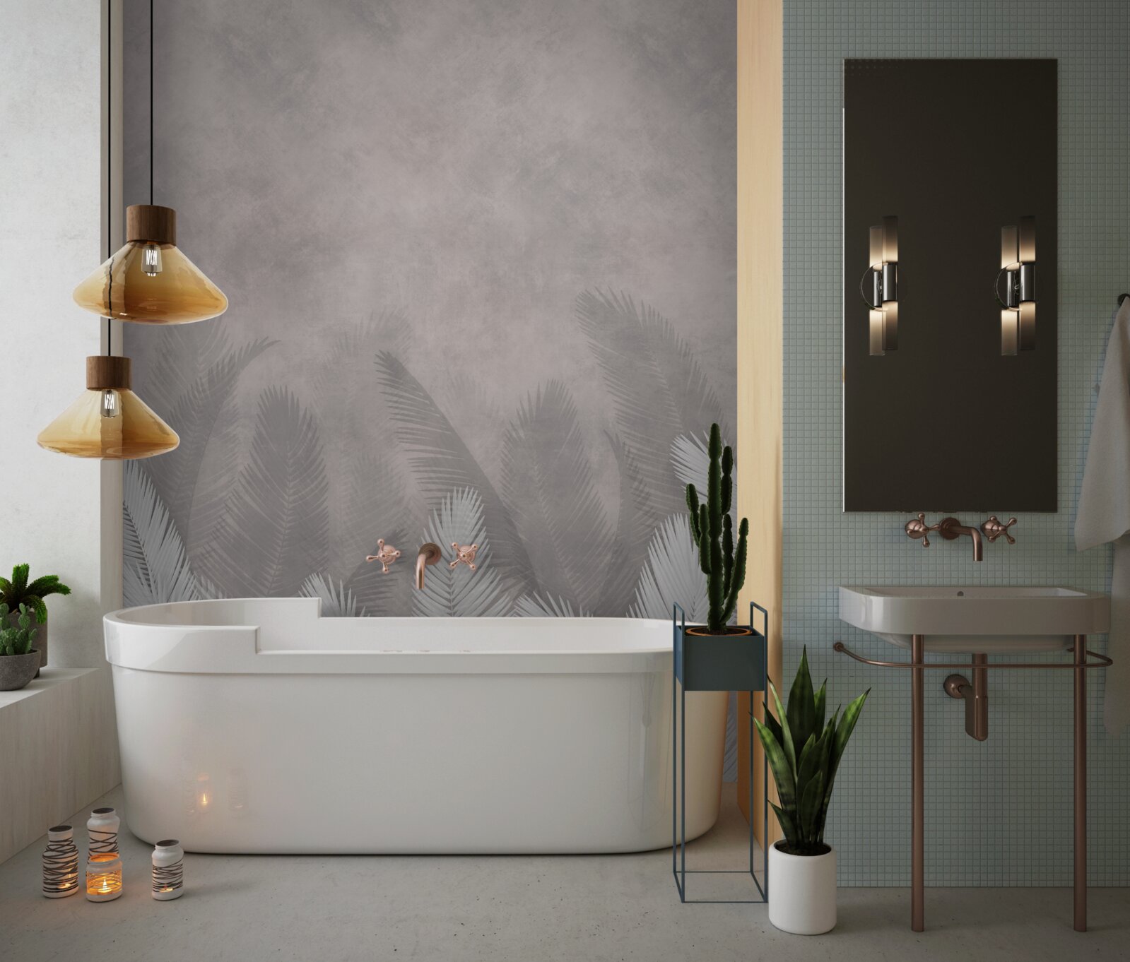 Fototapeta hmlový les je osvetlený jasnými listami papradia