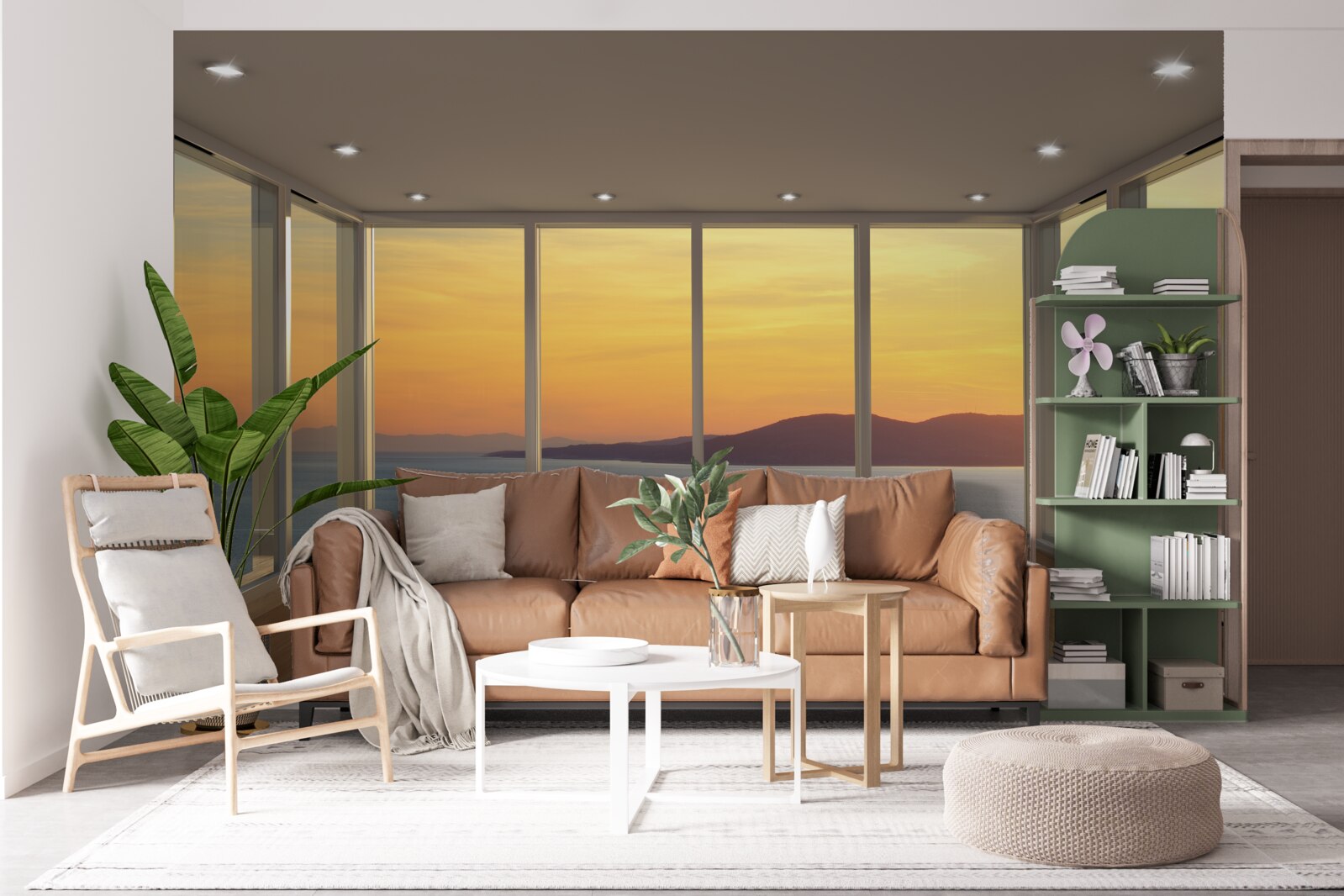 Fototapeta neuveriteľne krásna krajina západu slnka a mora z panoramatických okien