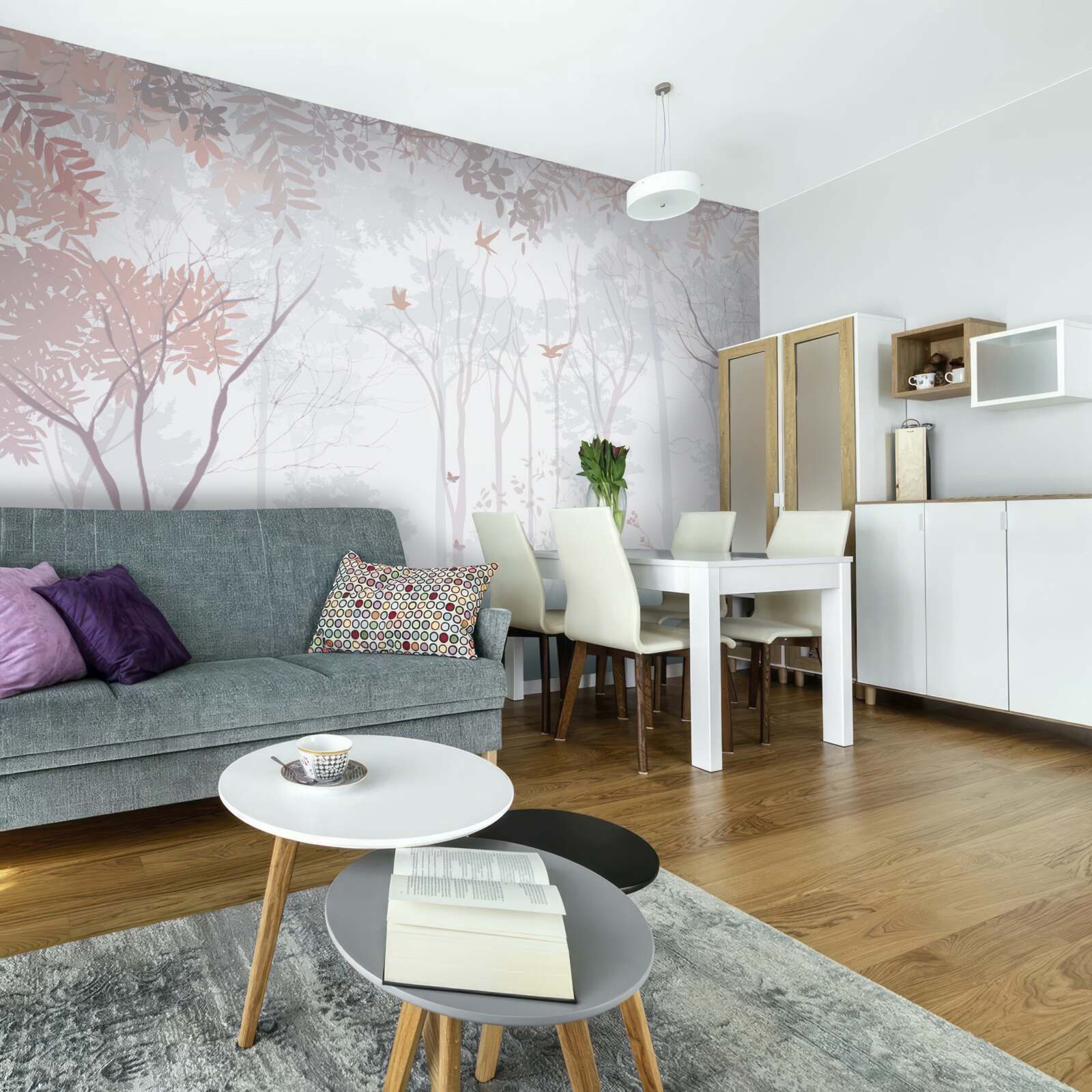 Fototapeta hmlistý les jesenného rána