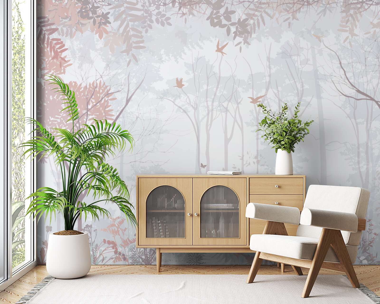 Fototapeta hmlistý les jesenného rána