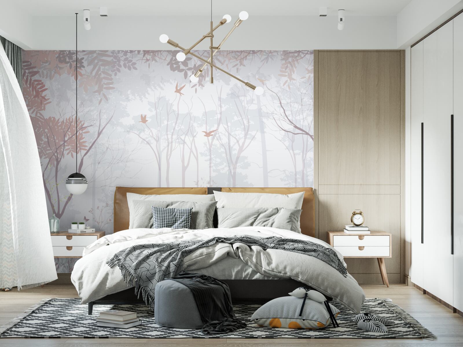 Fototapeta hmlistý les jesenného rána