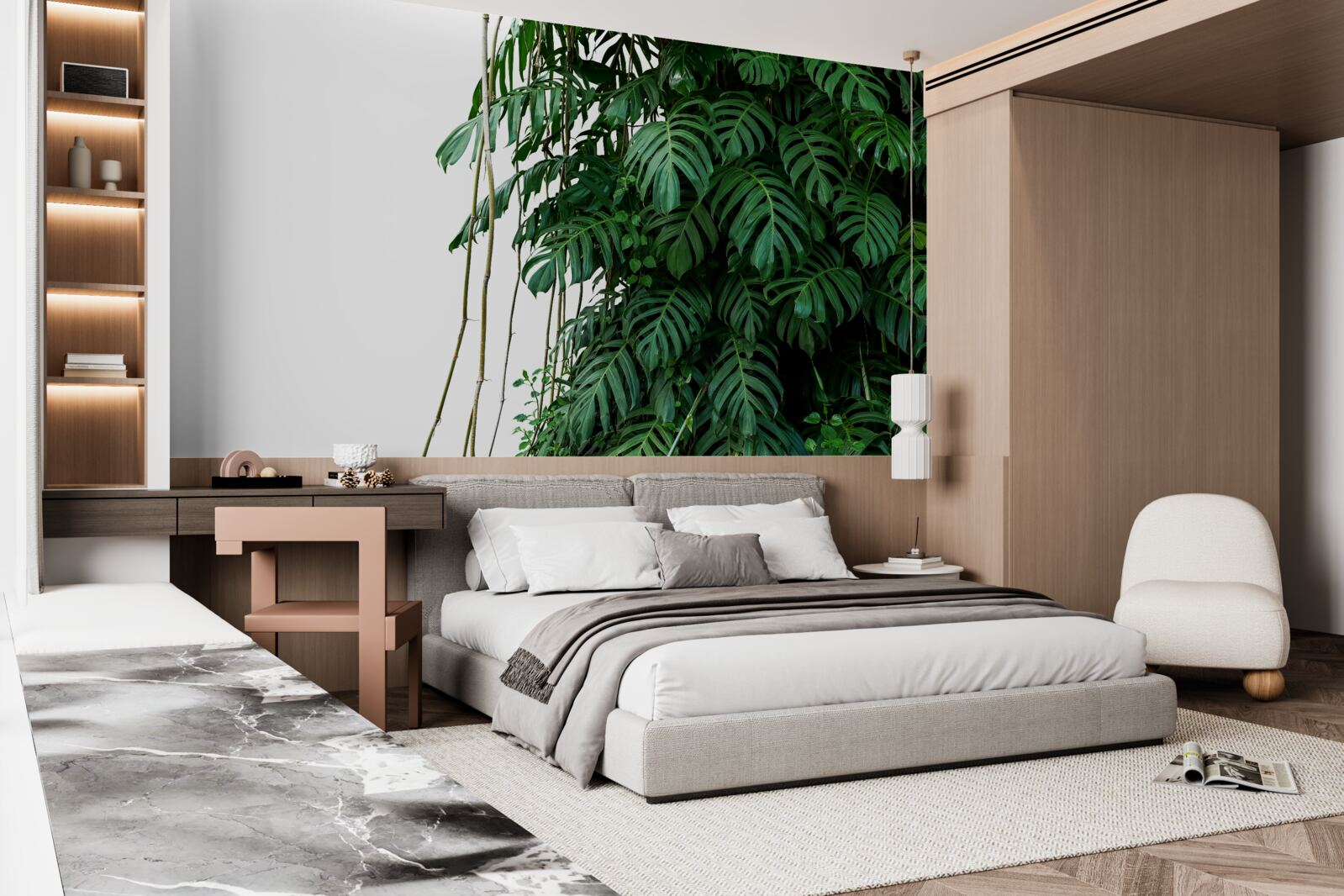 Fototapeta husté listy monstera v odtieňoch zelenej