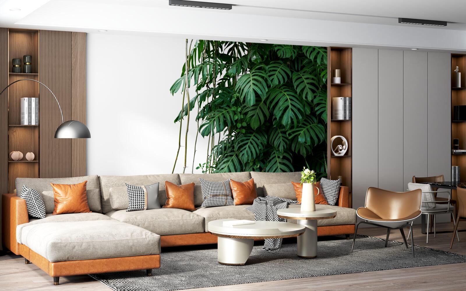 Fototapeta husté listy monstera v odtieňoch zelenej