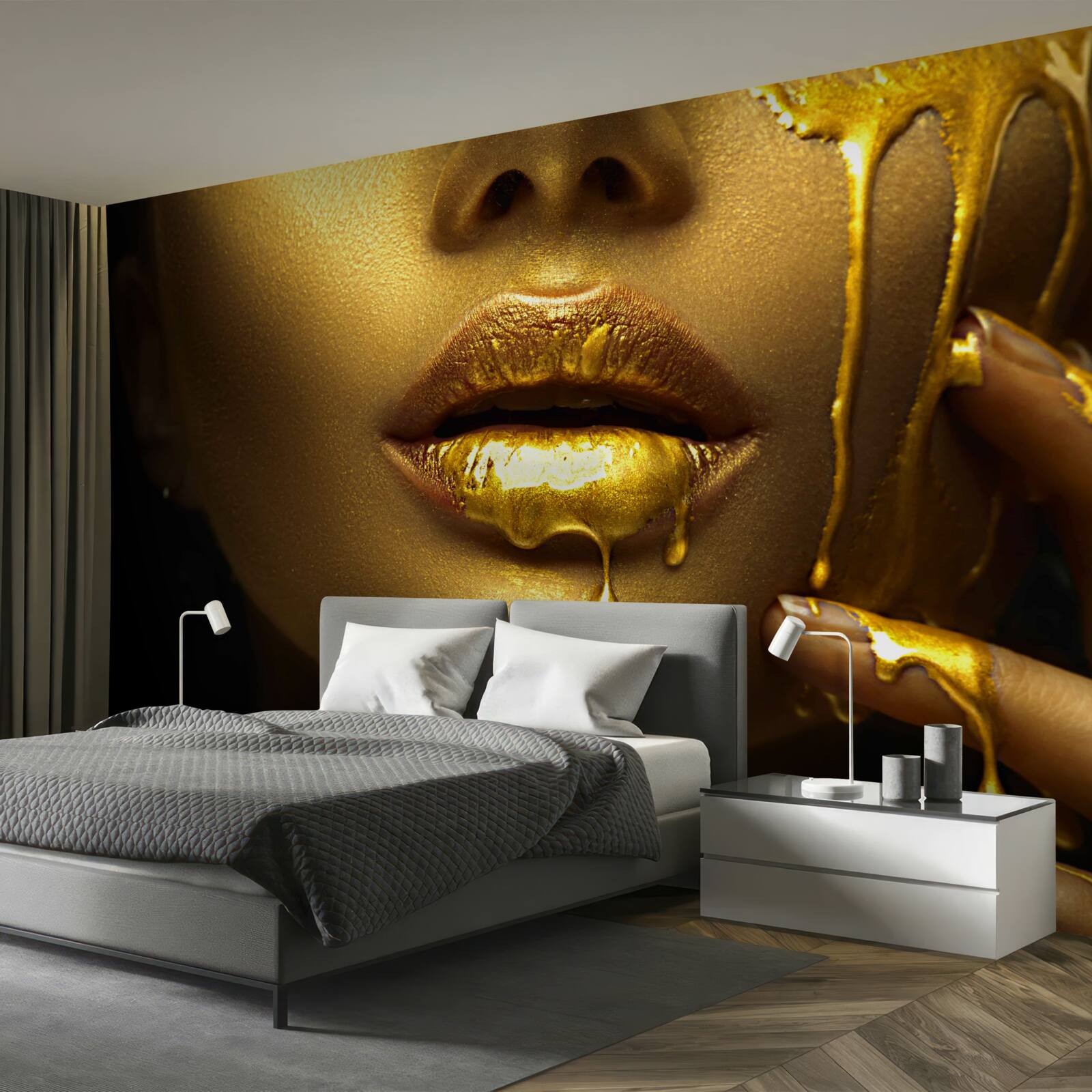 Fototapeta žena pokrytá zlatou pigmentáciou