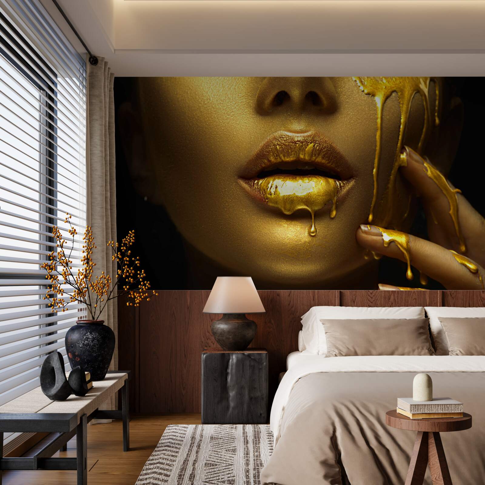 Fototapeta žena pokrytá zlatou pigmentáciou