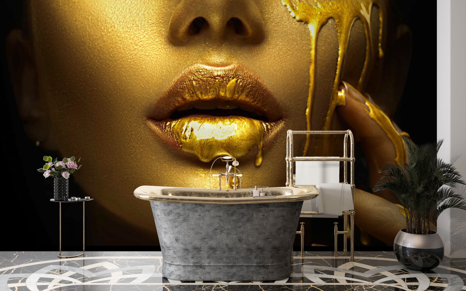 Fototapeta žena pokrytá zlatou pigmentáciou