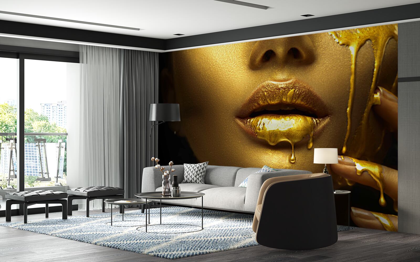 Fototapeta žena pokrytá zlatou pigmentáciou