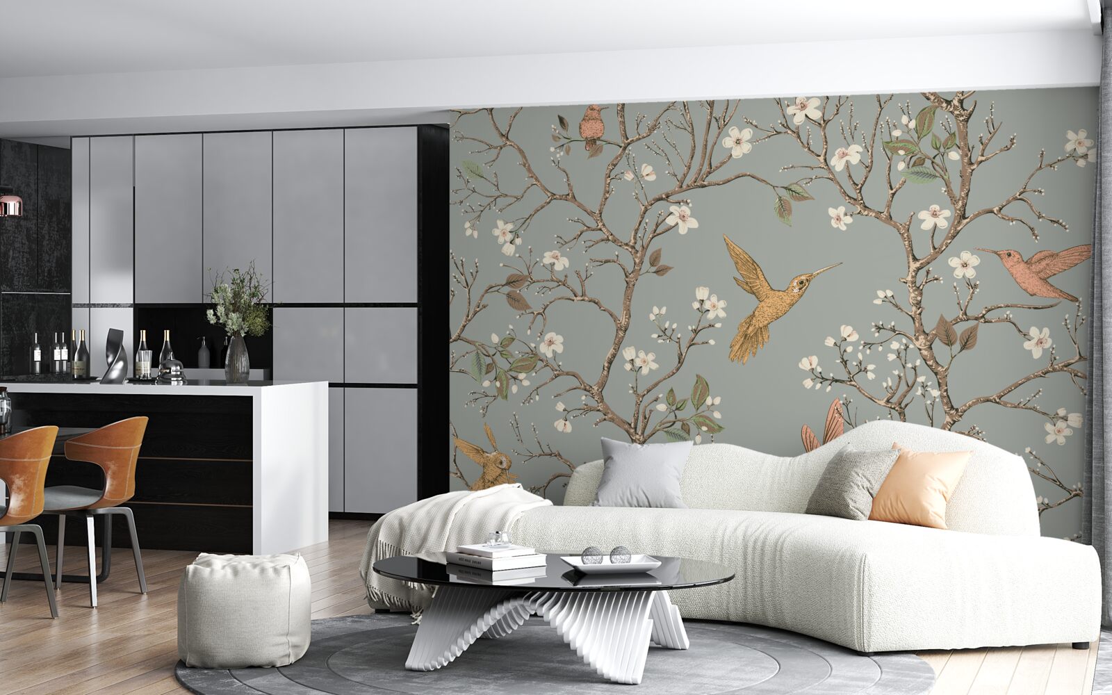 Fototapeta kvitnúci strom a kolibrík