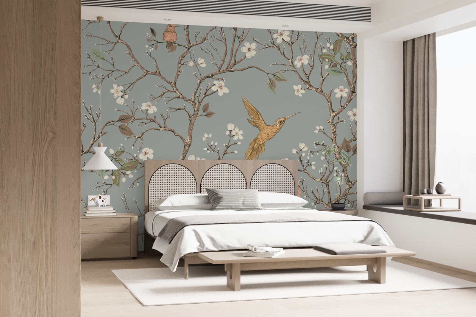 Fototapeta kvitnúci strom a kolibrík