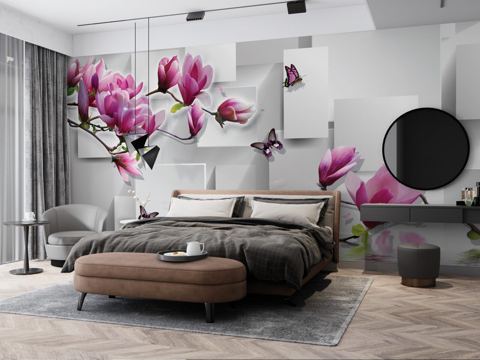 Fototapeta fialové magnólie šumia nad vodou