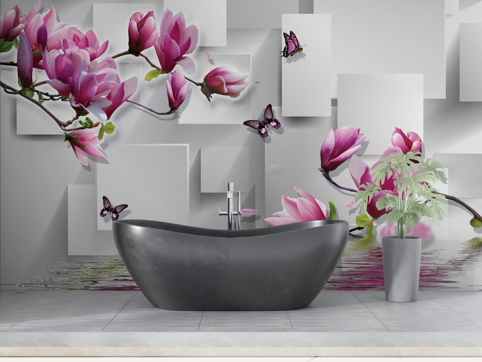 Fototapeta fialové magnólie šumia nad vodou