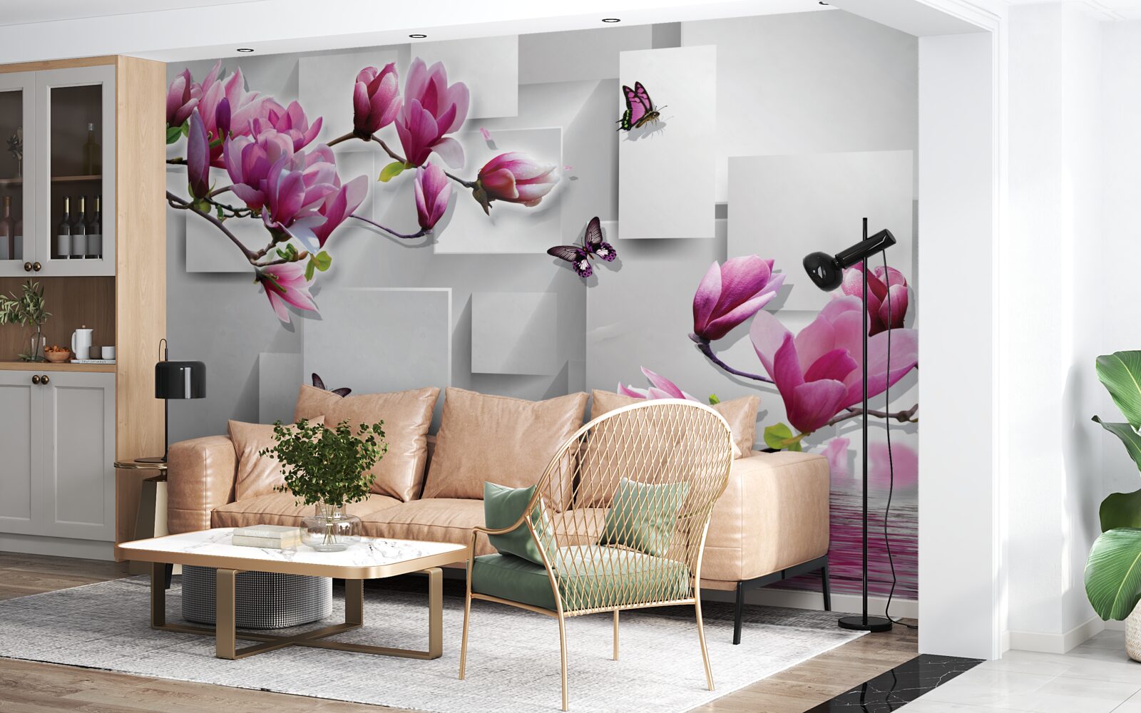 Fototapeta fialové magnólie šumia nad vodou