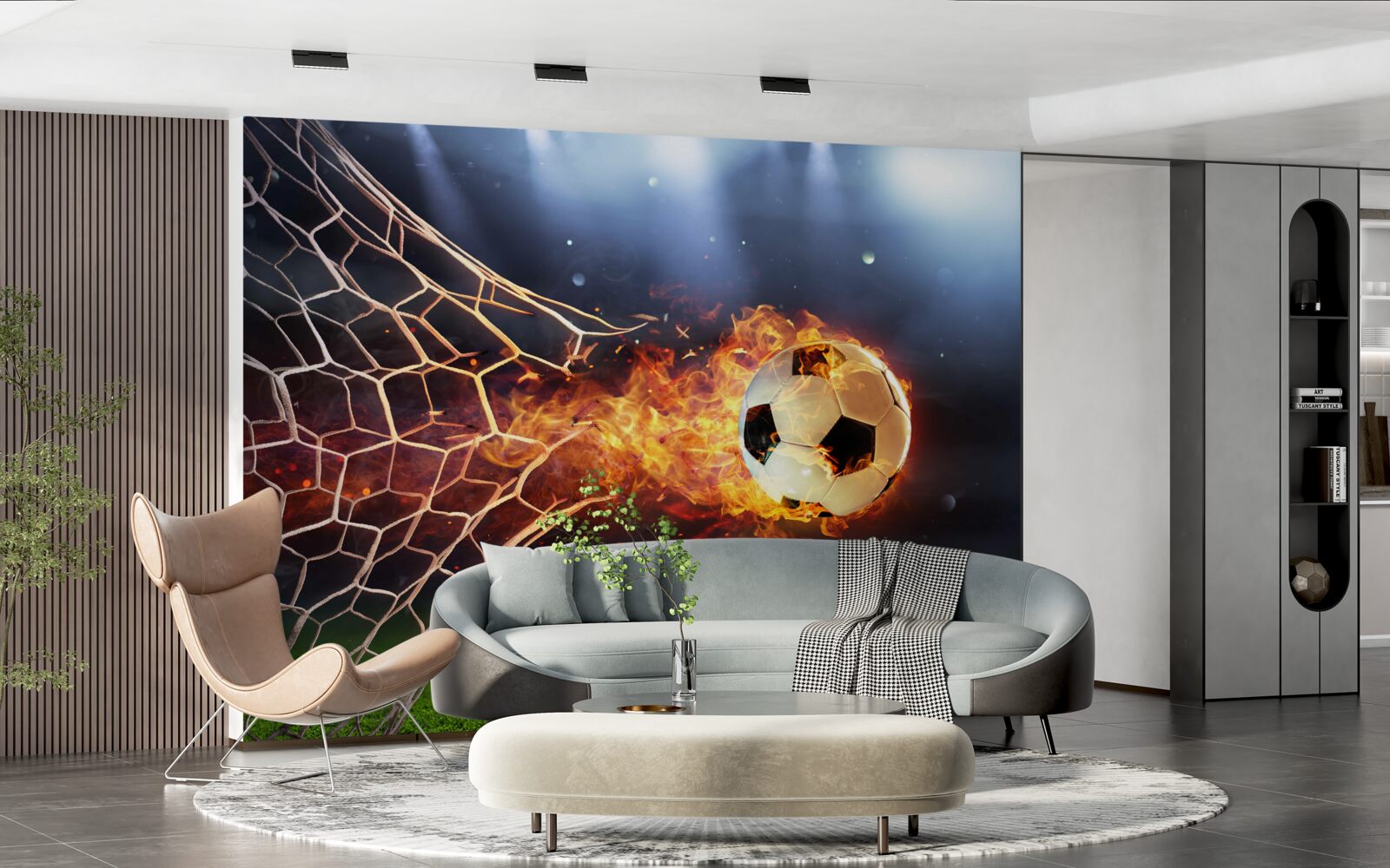 Fototapeta horiaca lopta vybuchne v bránke