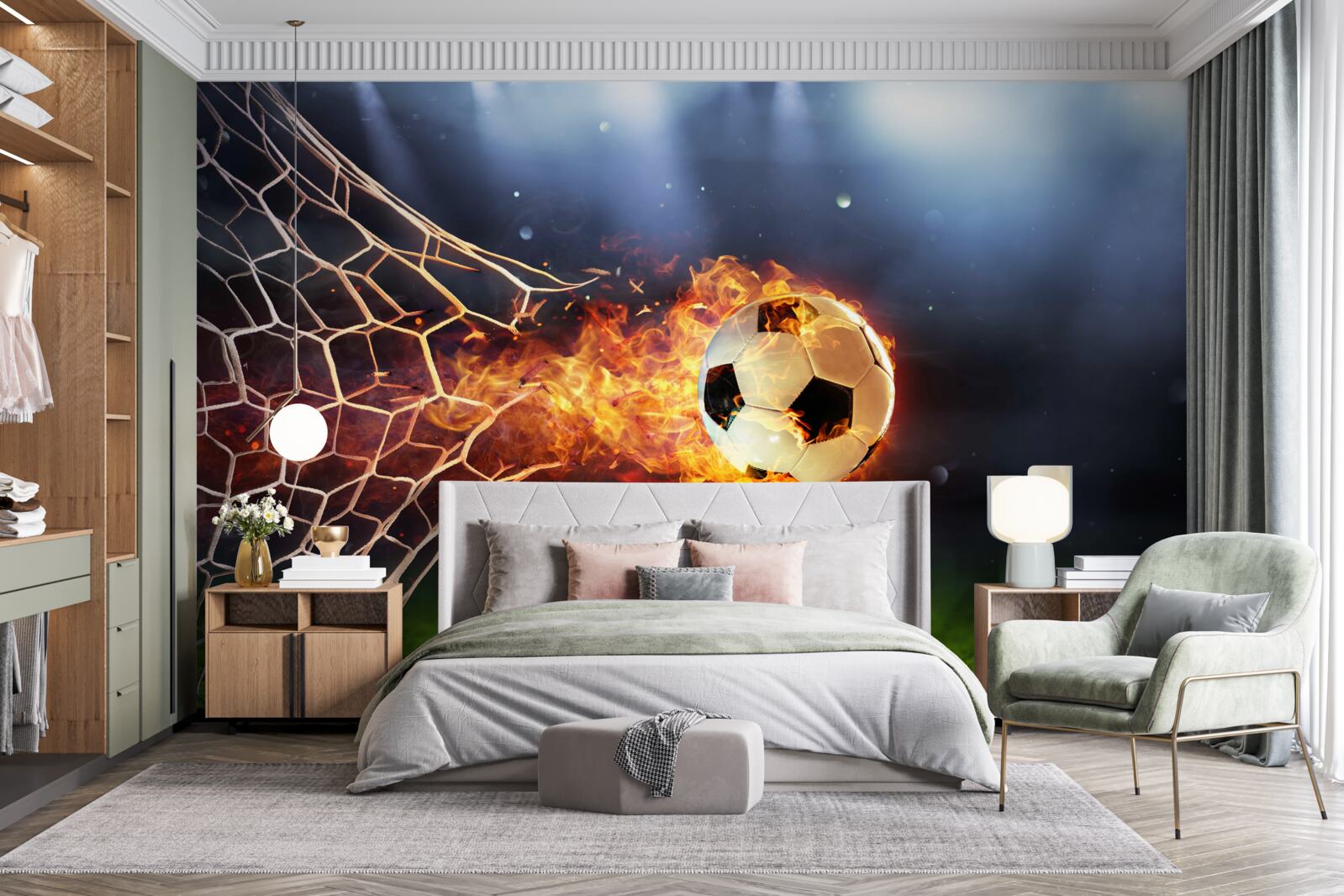 Fototapeta horiaca lopta vybuchne v bránke