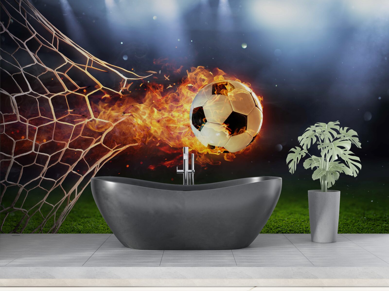 Fototapeta horiaca lopta vybuchne v bránke
