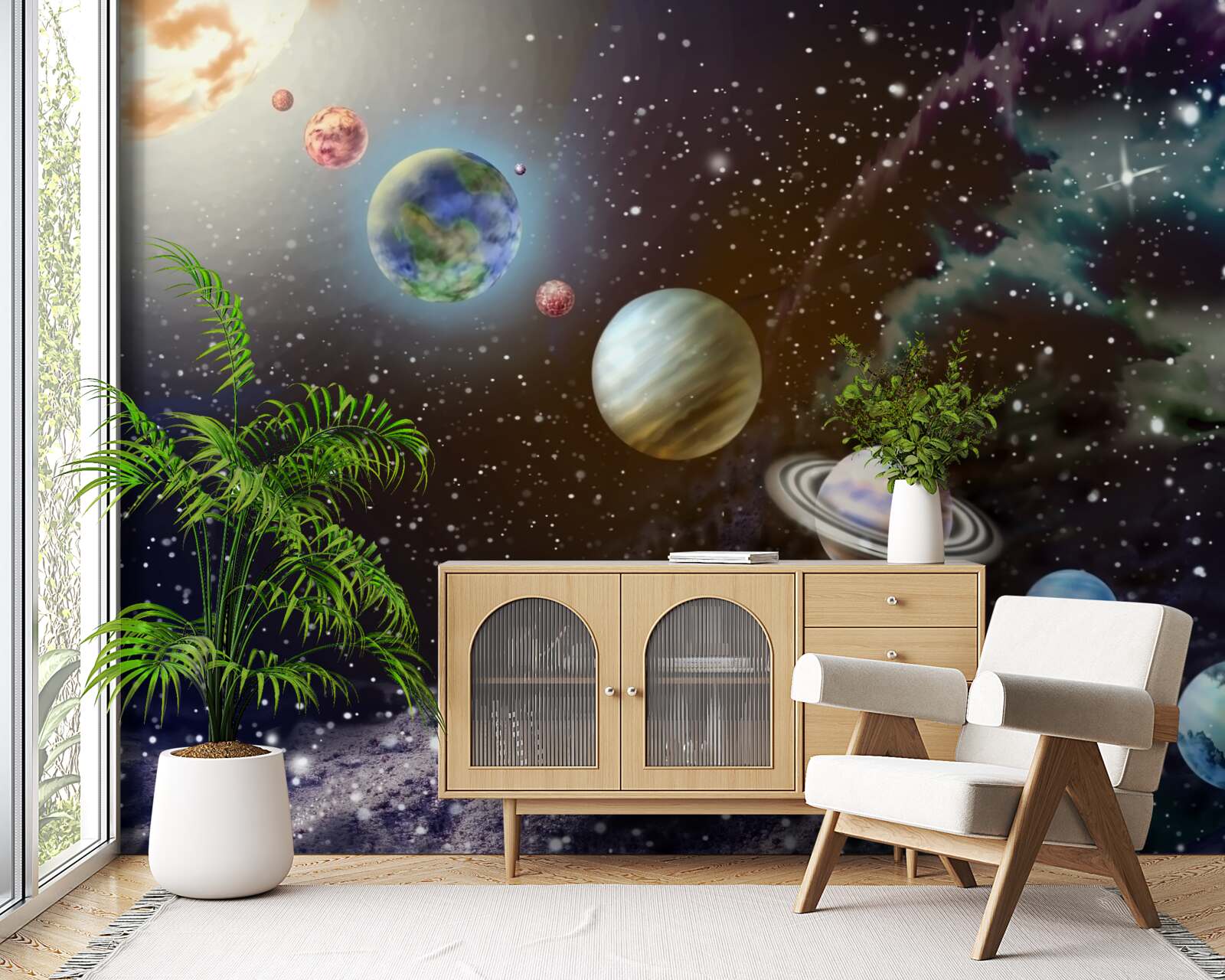 Fototapeta planéty vo vesmíre sú zoradené