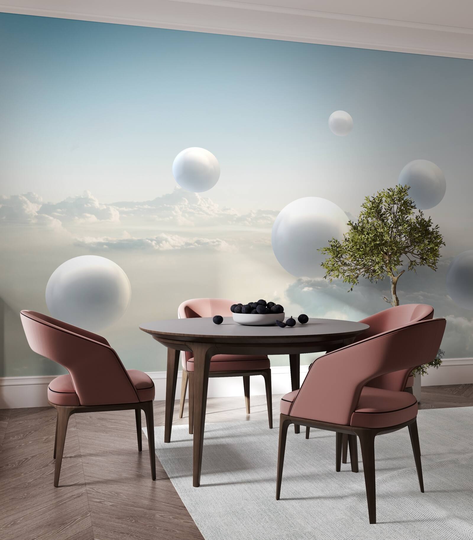 Fototapeta biele gule plávajúce na oblohe