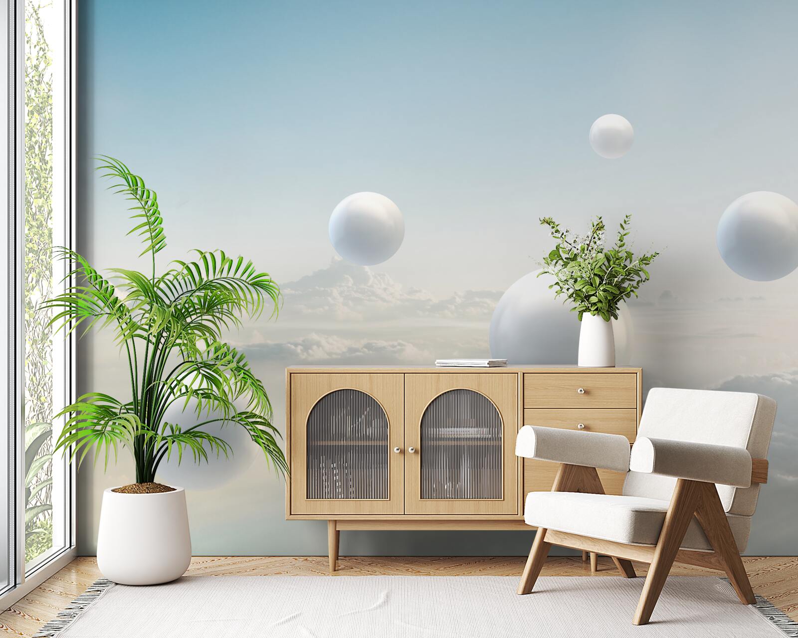 Fototapeta biele gule plávajúce na oblohe