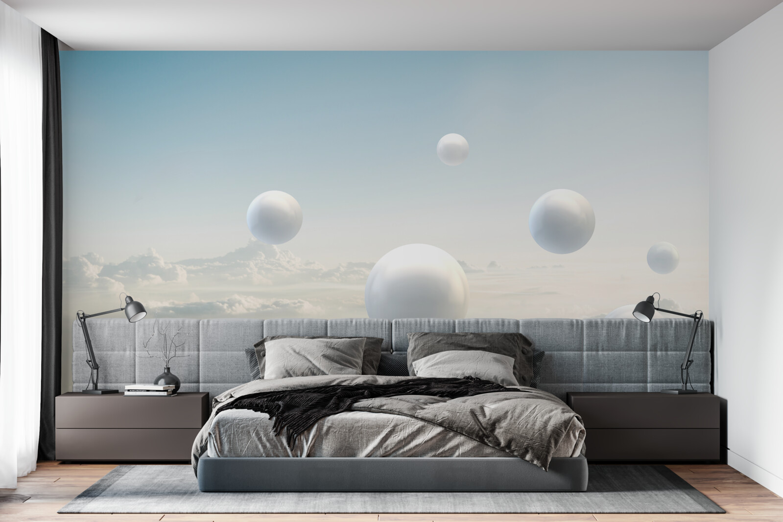 Fototapeta biele gule plávajúce na oblohe