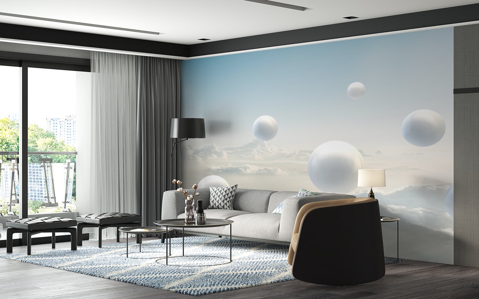 Fototapeta biele gule plávajúce na oblohe