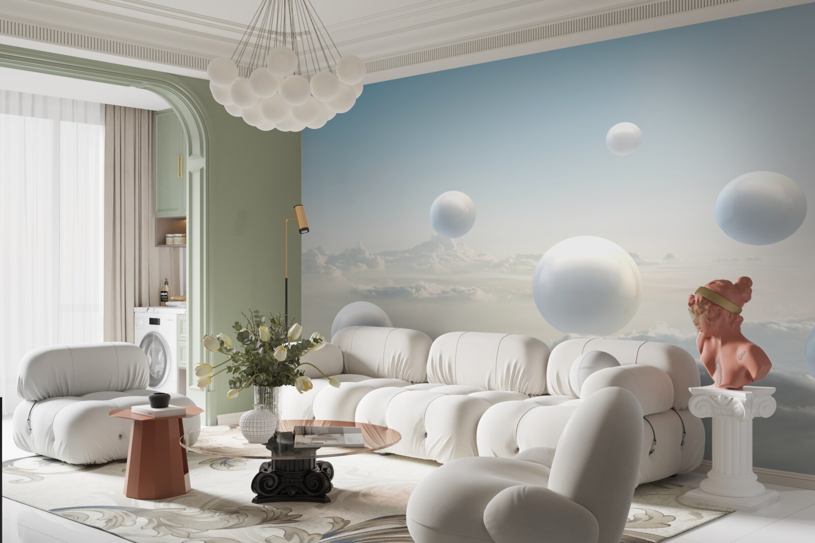 Fototapeta biele gule plávajúce na oblohe