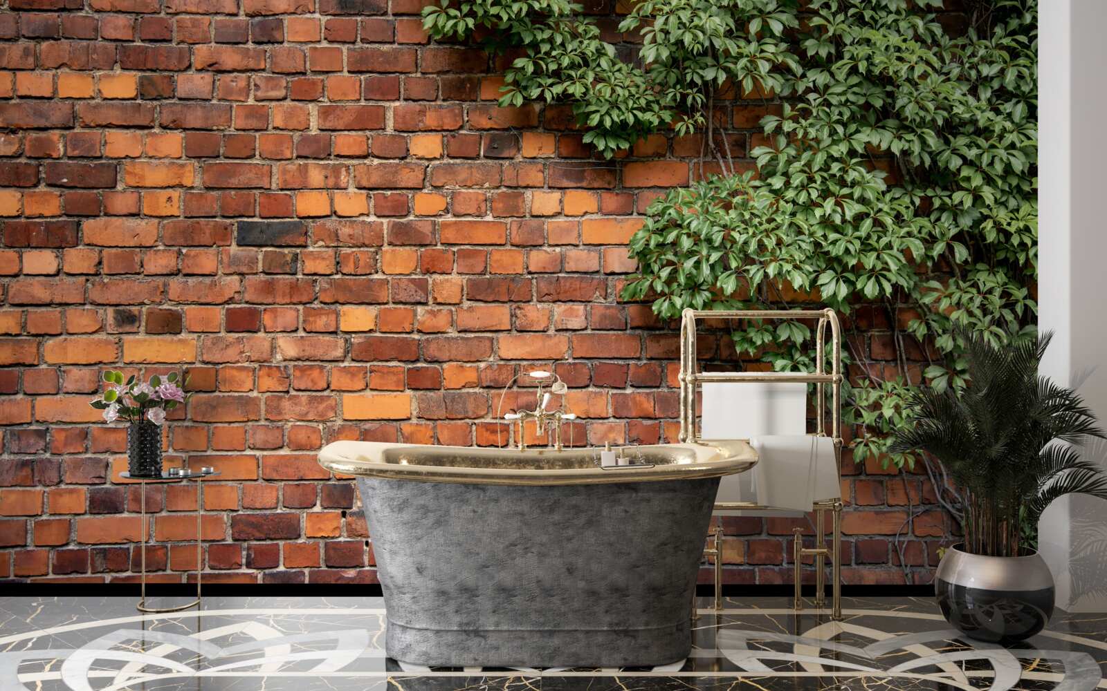 Fototapeta Múr je pochovaný zeleným brečtanom