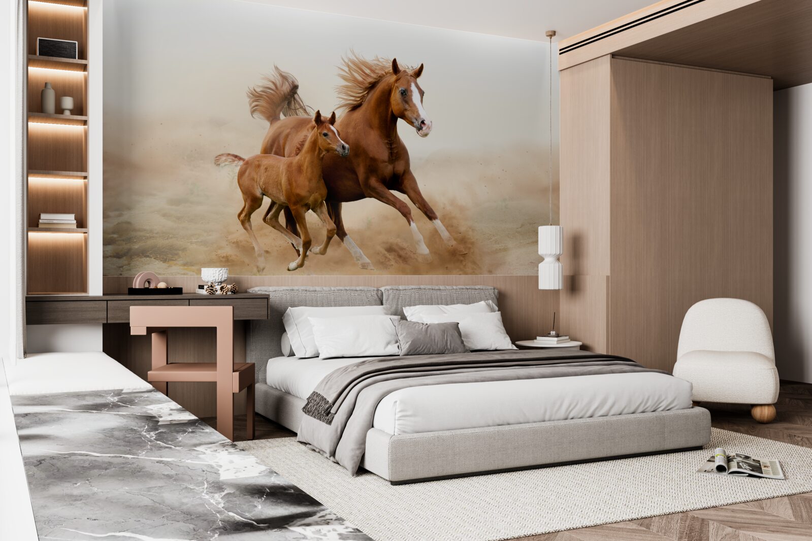 Fototapeta dostihy hnedých žrebcov