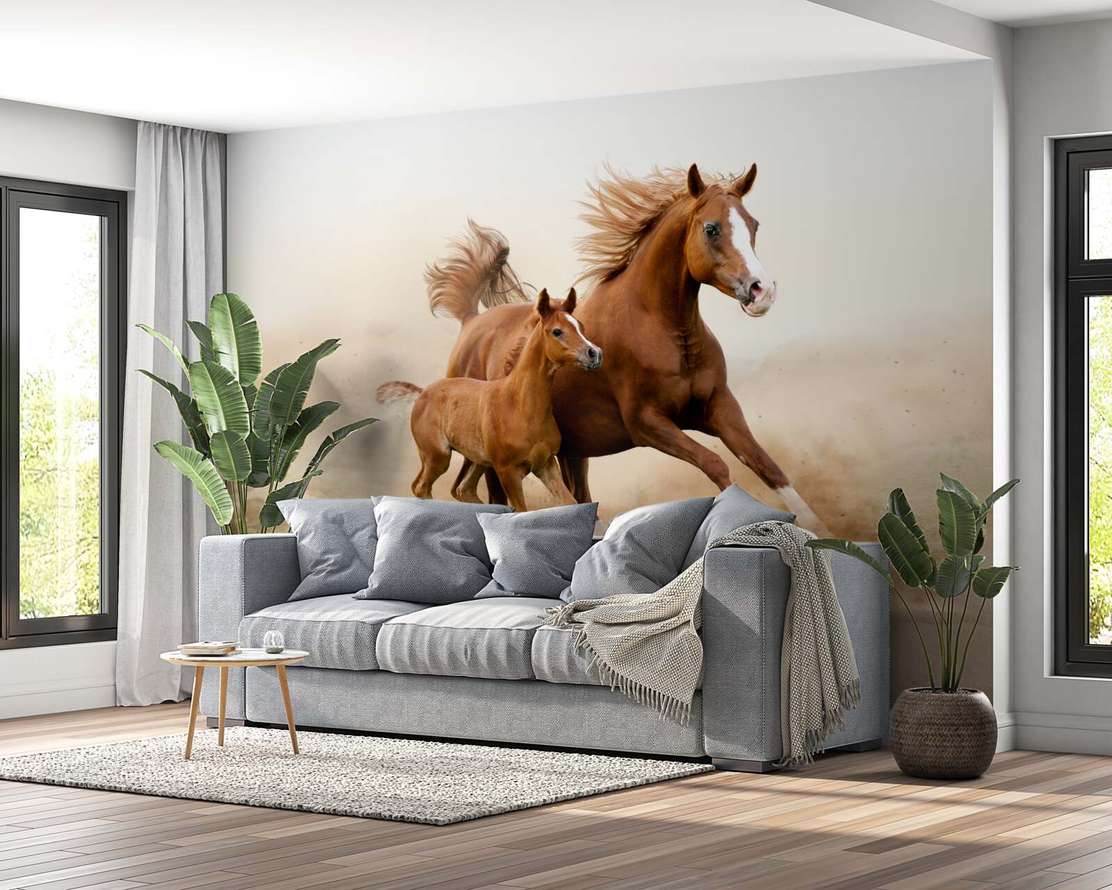 Fototapeta dostihy hnedých žrebcov