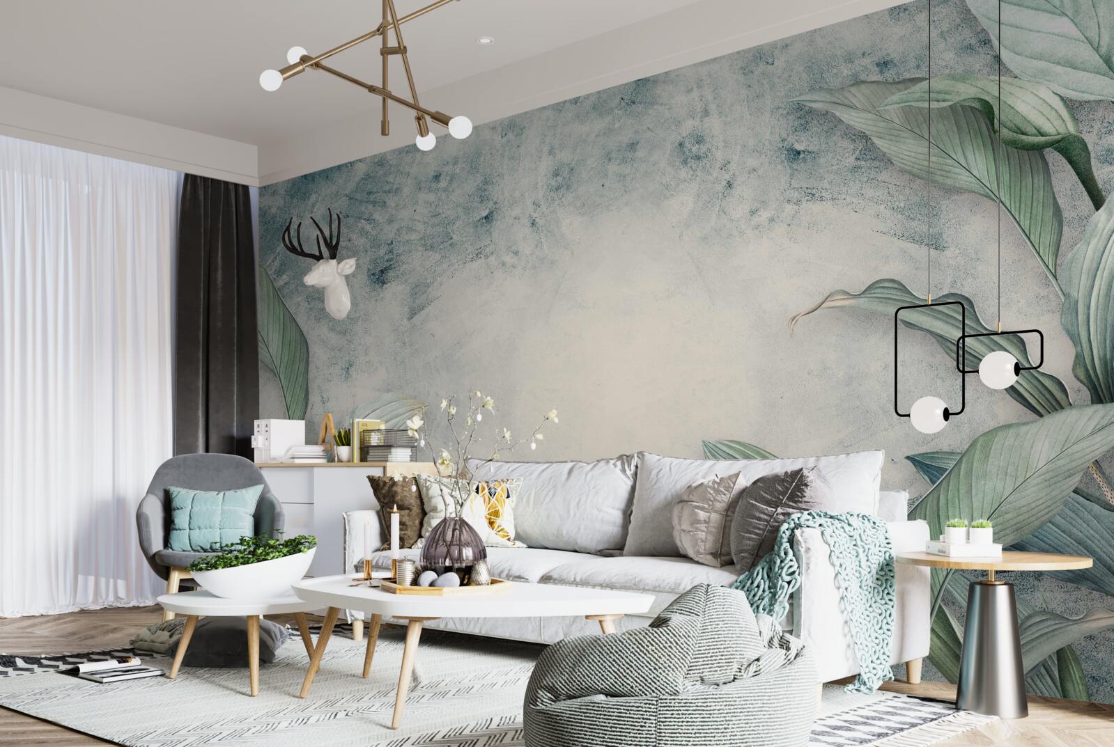 Fototapeta hmlistá hmla obklopuje tropické rastliny