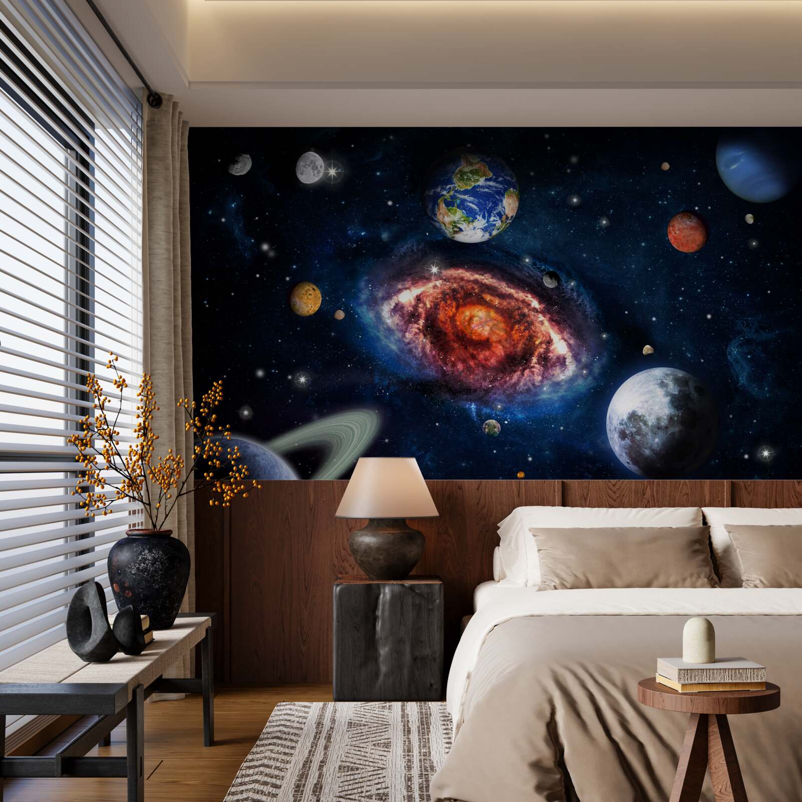 Fototapeta galaxia slúži ako rotačné pole pre vesmírne objekty