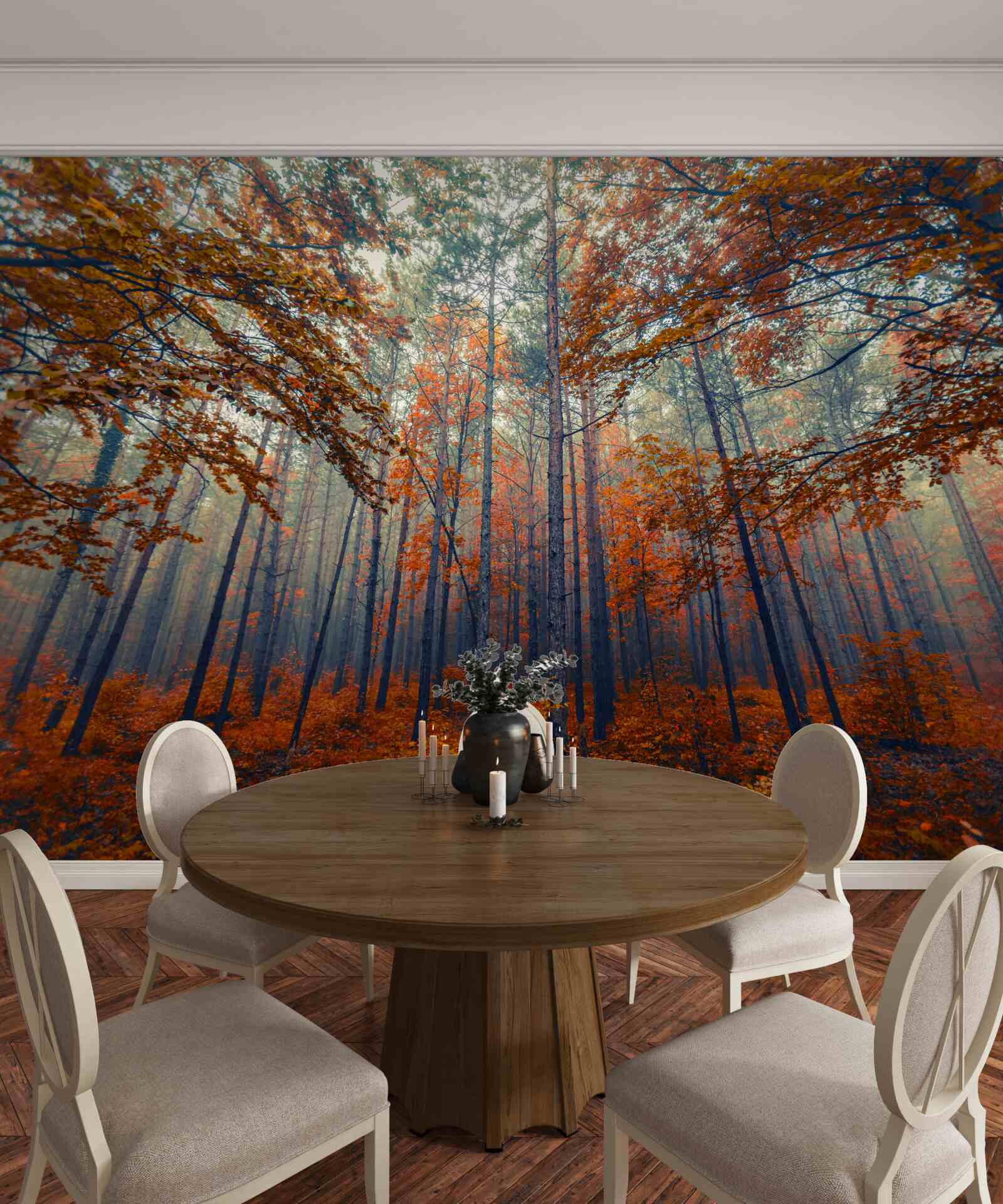 Fototapeta jesenné lesné lístie, ktoré opadlo