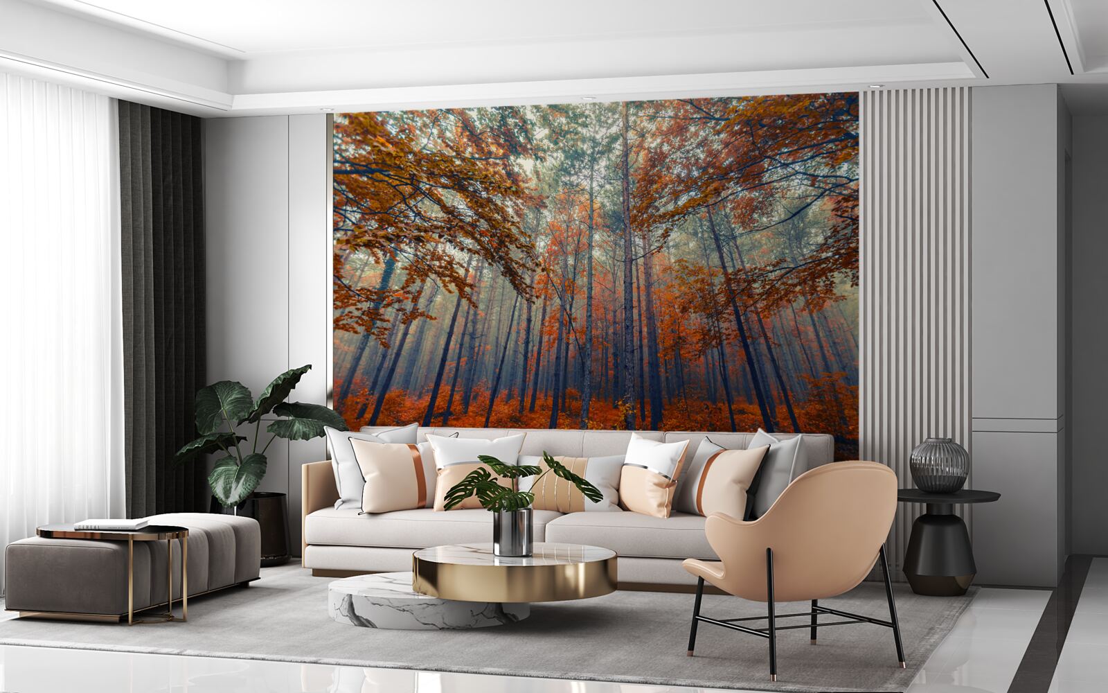 Fototapeta jesenné lesné lístie, ktoré opadlo