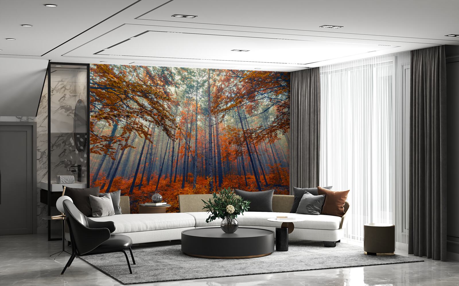 Fototapeta jesenné lesné lístie, ktoré opadlo