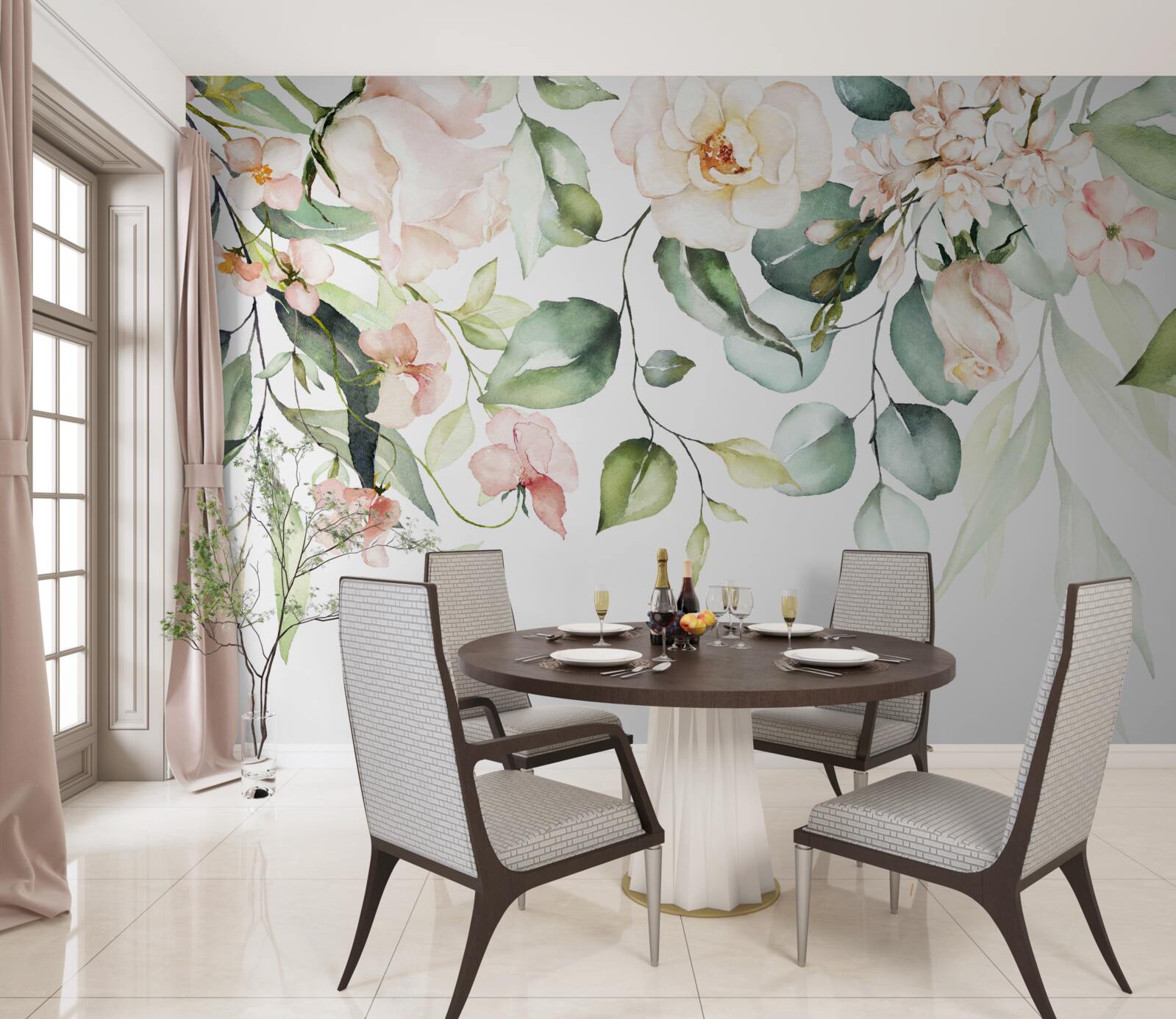 Fototapeta tropické kvety s listami v zelených odtieňoch