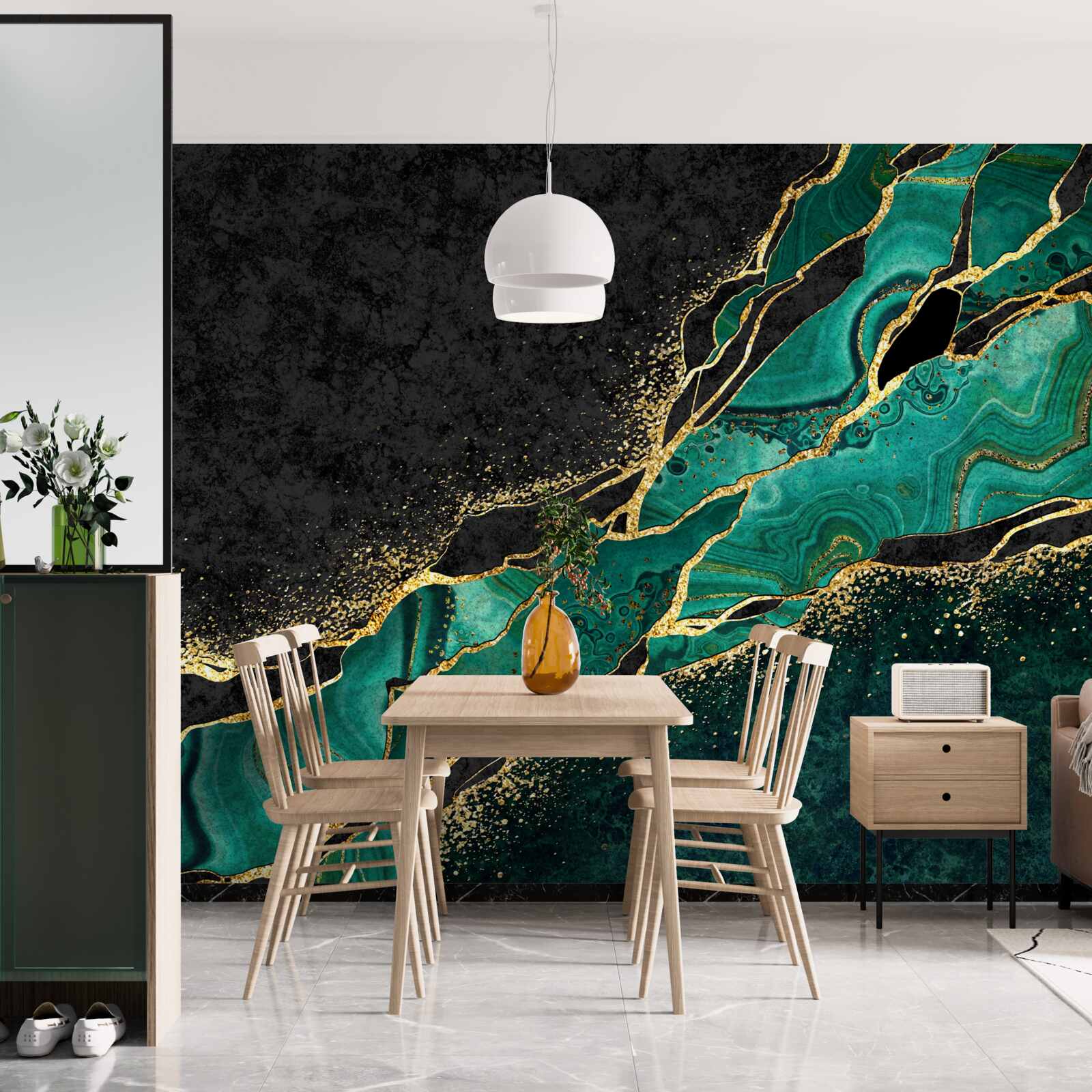 Fototapeta nepreniknuteľné hlbiny mora, maľované v odtieňoch smaragdu