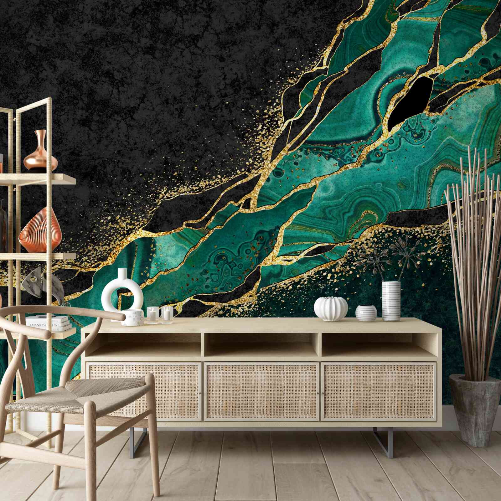 Fototapeta nepreniknuteľné hlbiny mora, maľované v odtieňoch smaragdu