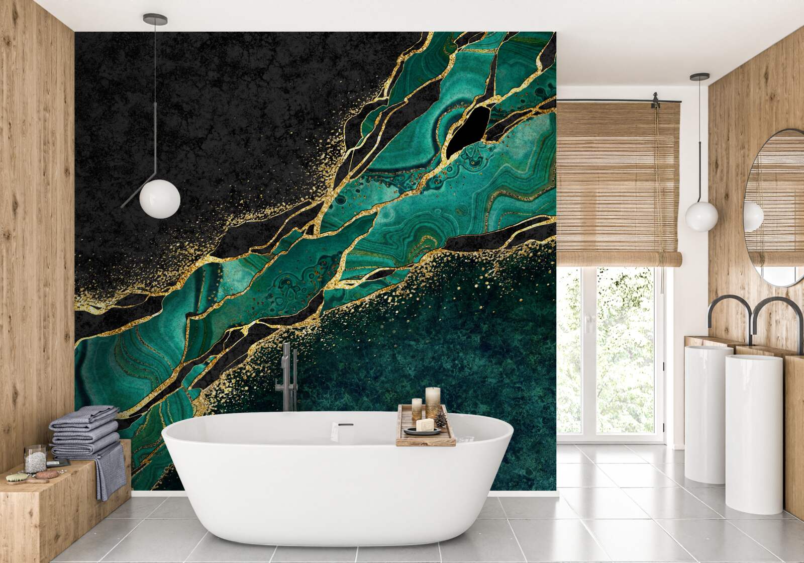 Fototapeta nepreniknuteľné hlbiny mora, maľované v odtieňoch smaragdu