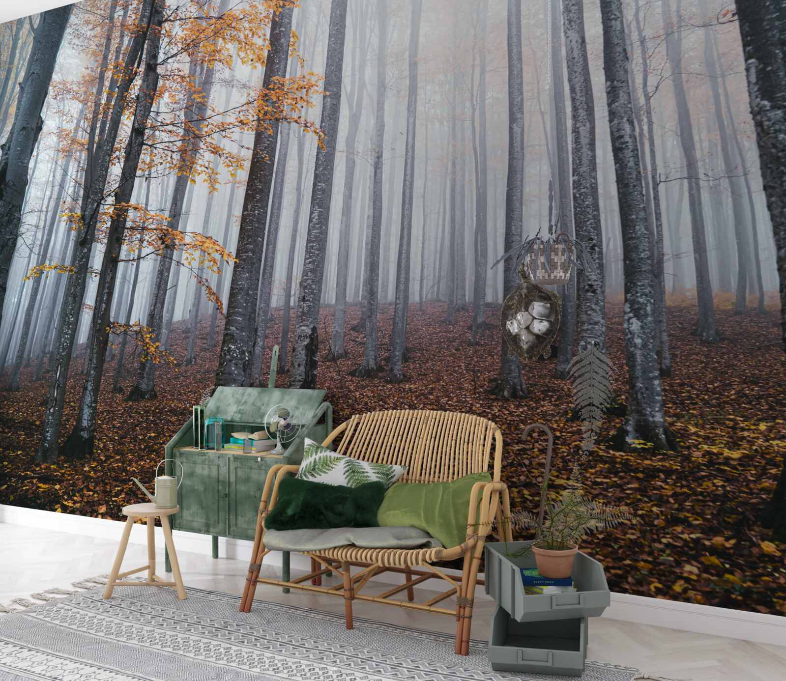 Fototapeta hmla v pôvabnom jesennom lese