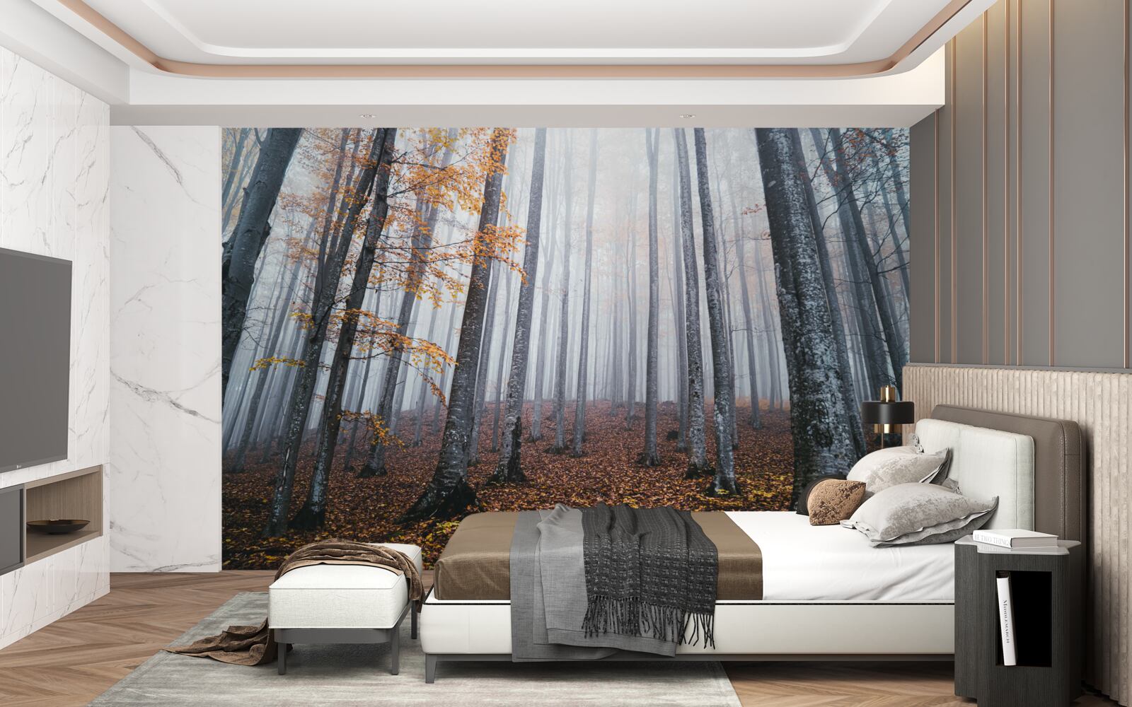 Fototapeta hmla v pôvabnom jesennom lese