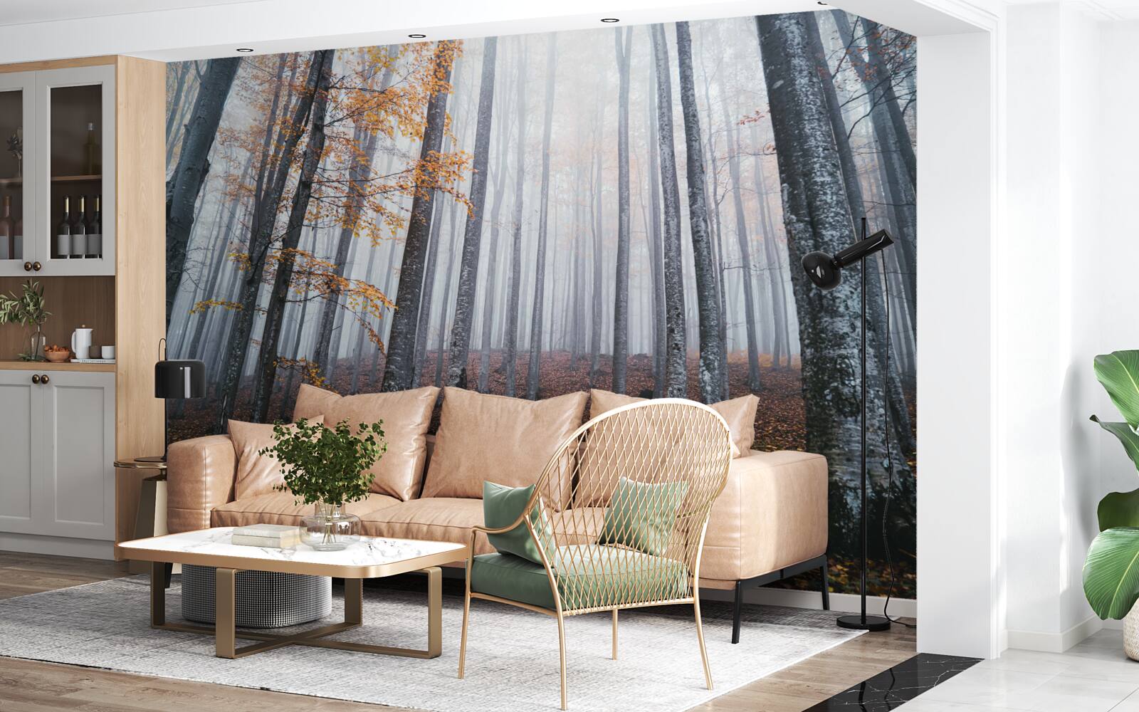 Fototapeta hmla v pôvabnom jesennom lese