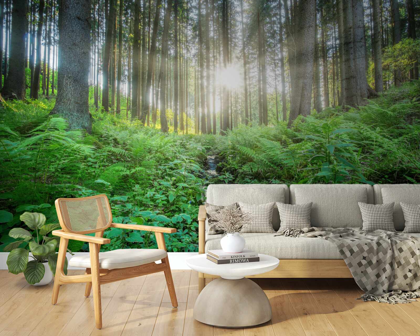 Fototapeta slnečné lúče prenikajú cez hustý les