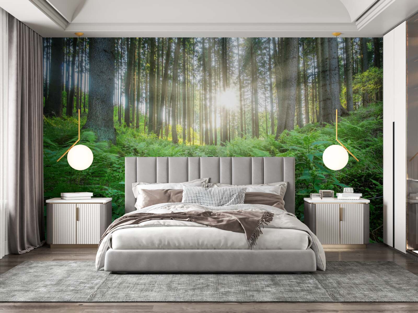 Fototapeta slnečné lúče prenikajú cez hustý les