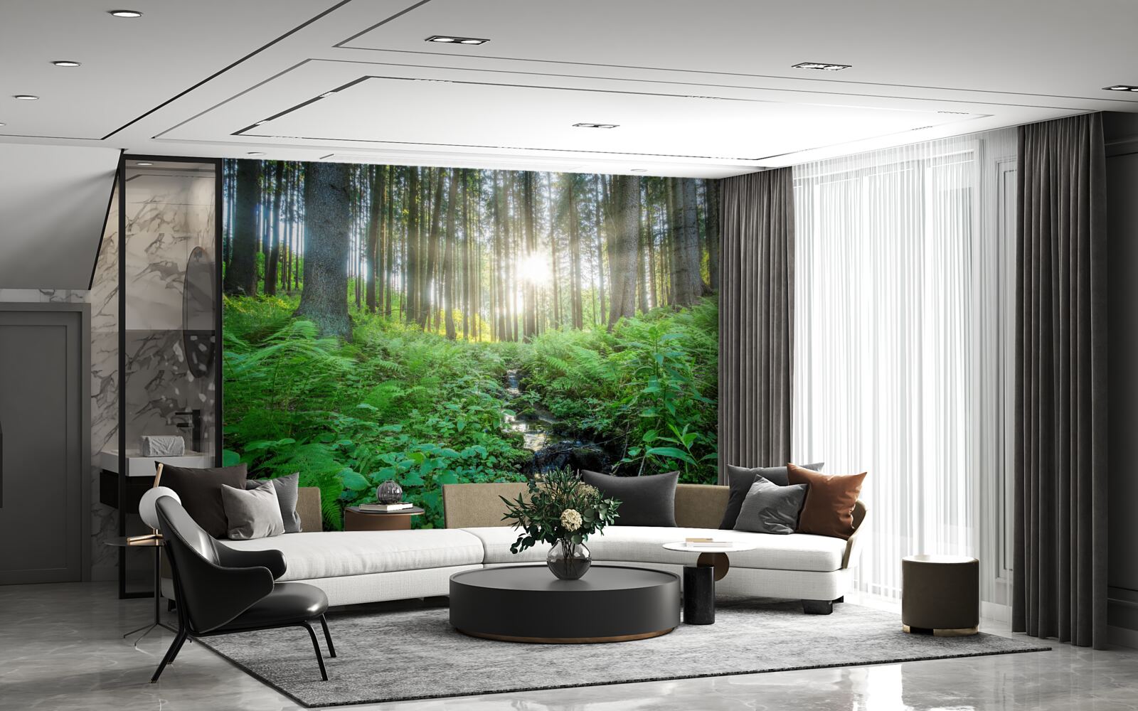 Fototapeta slnečné lúče prenikajú cez hustý les