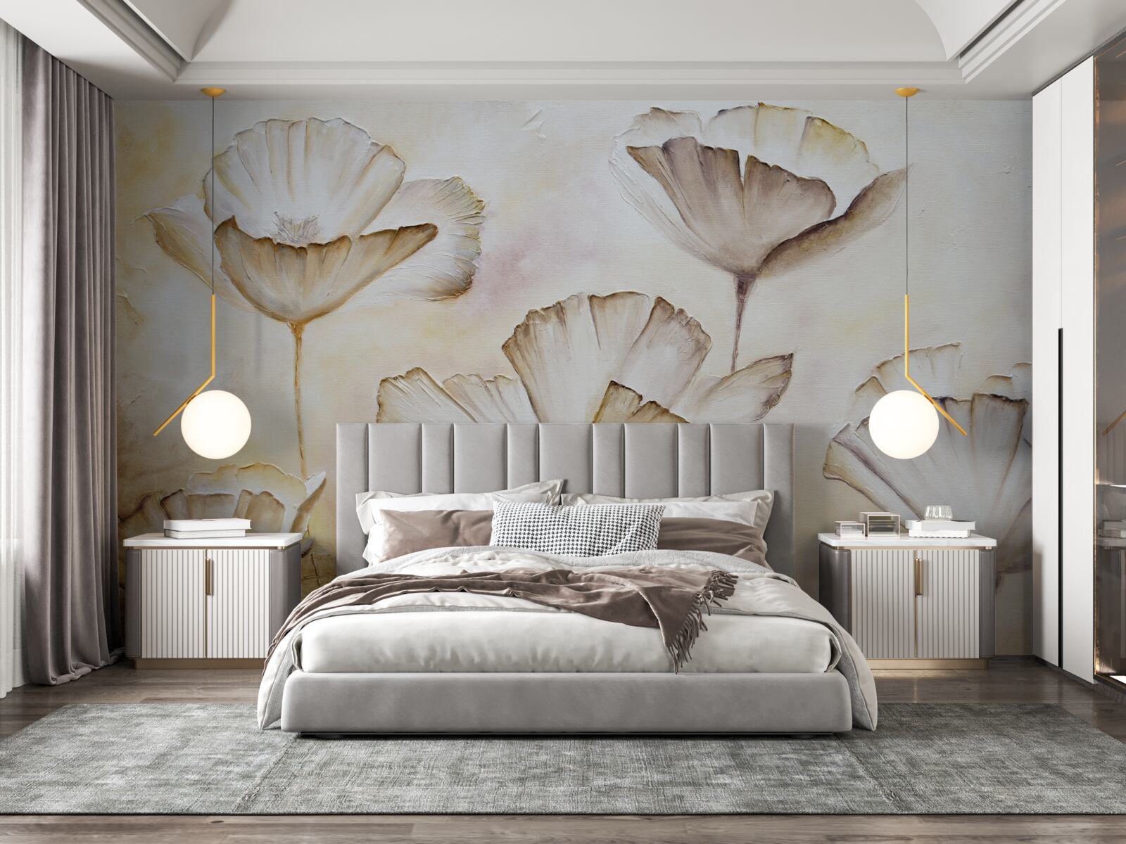 Fototapeta vlčie maky sú jemne biele na hnedom podklade