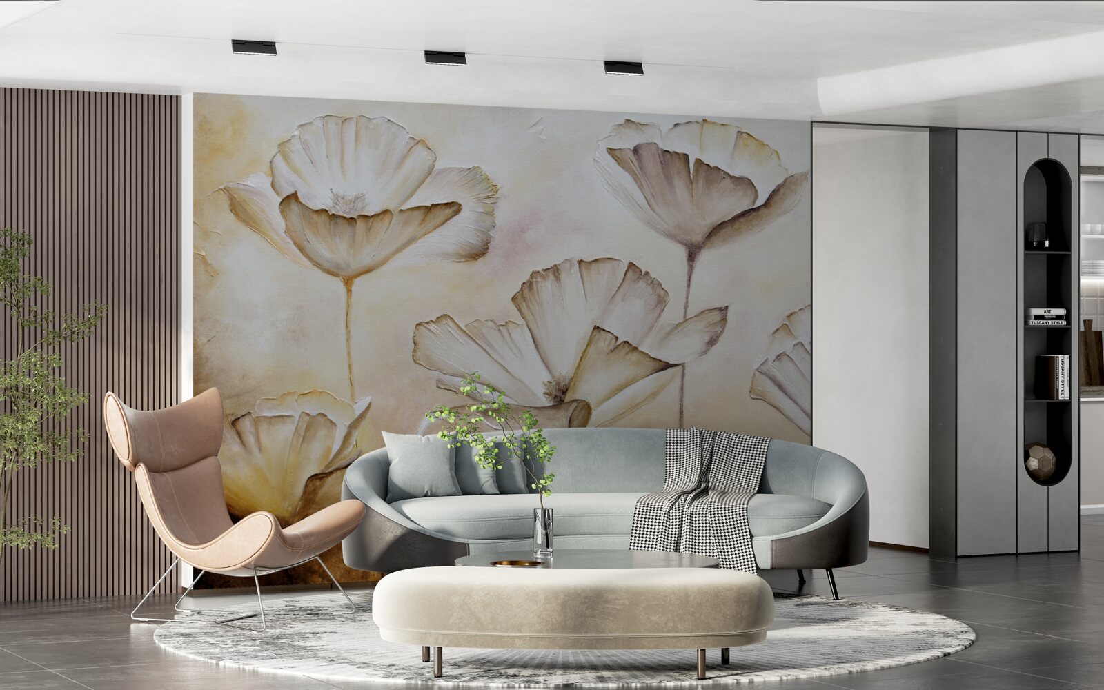 Fototapeta vlčie maky sú jemne biele na hnedom podklade