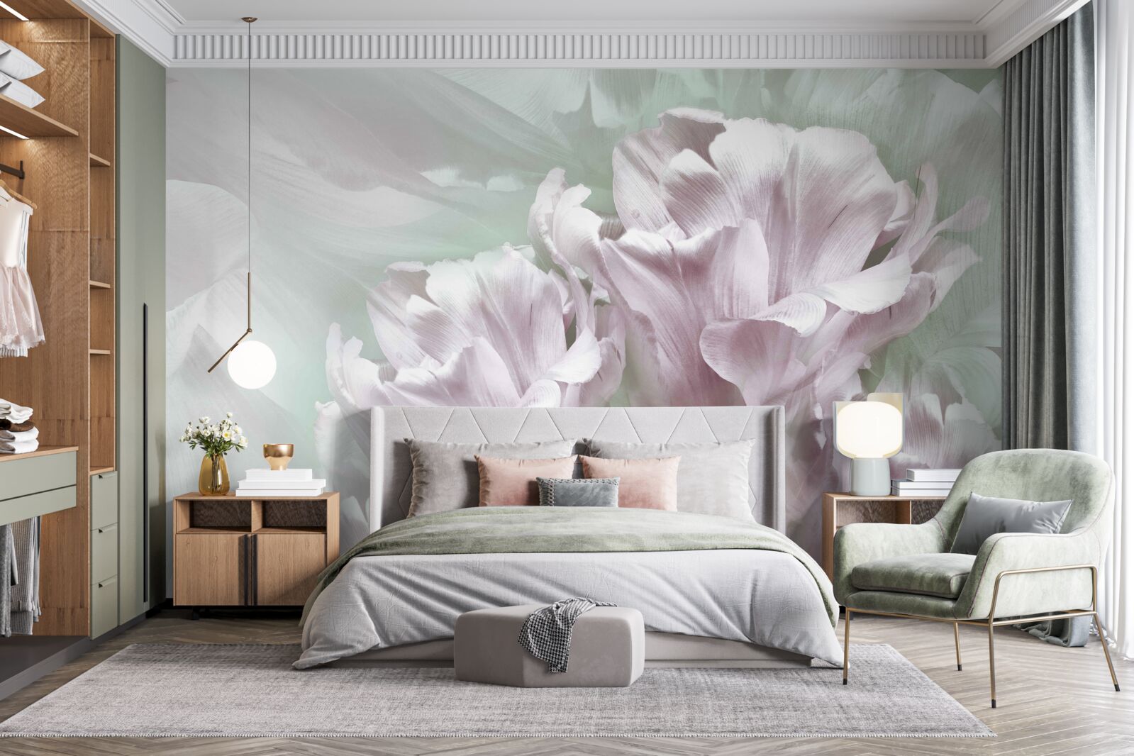 Fototapeta nádherné, veľké, biele a fialové kvety