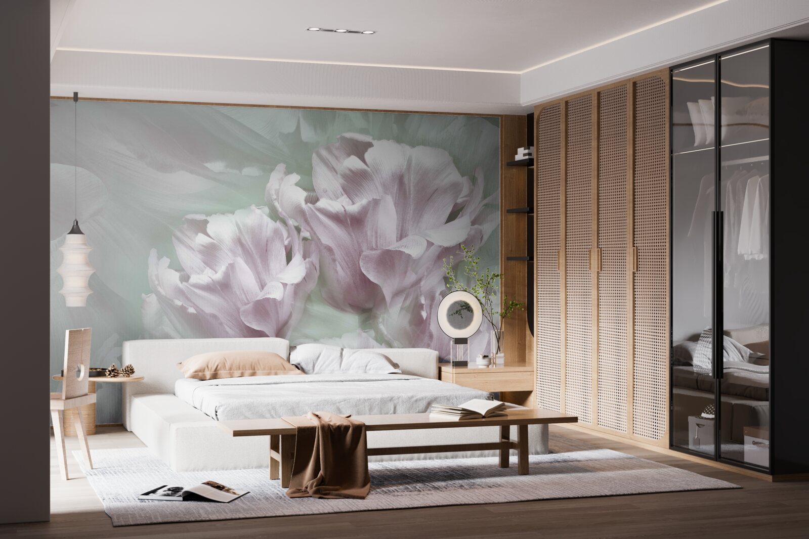 Fototapeta nádherné, veľké, biele a fialové kvety