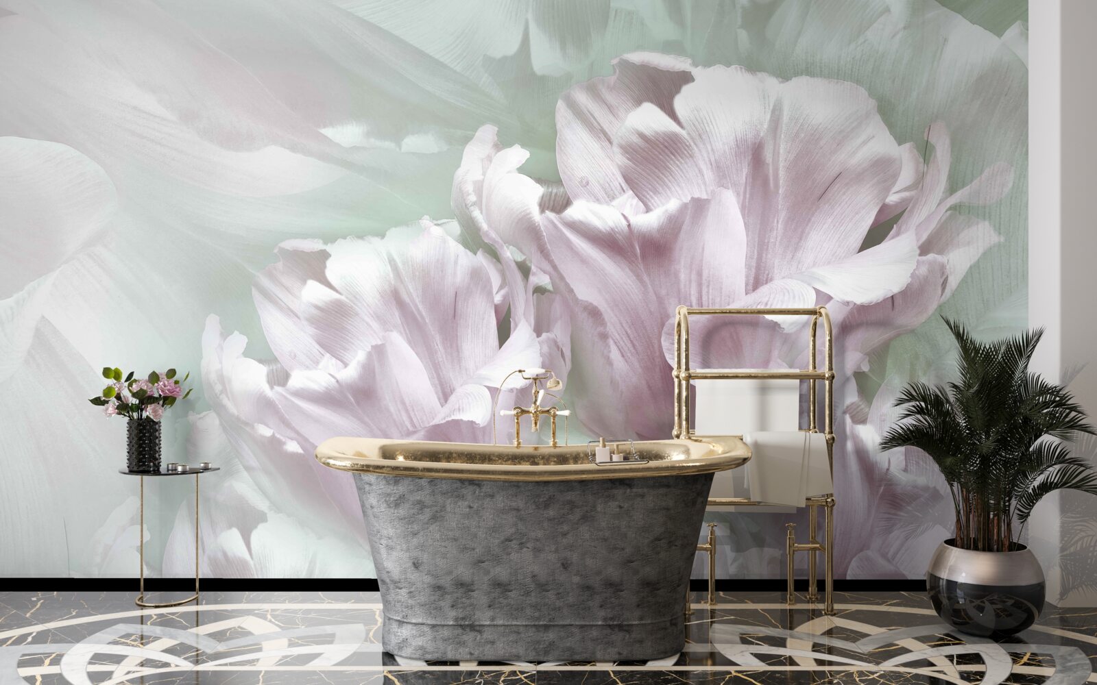 Fototapeta nádherné, veľké, biele a fialové kvety