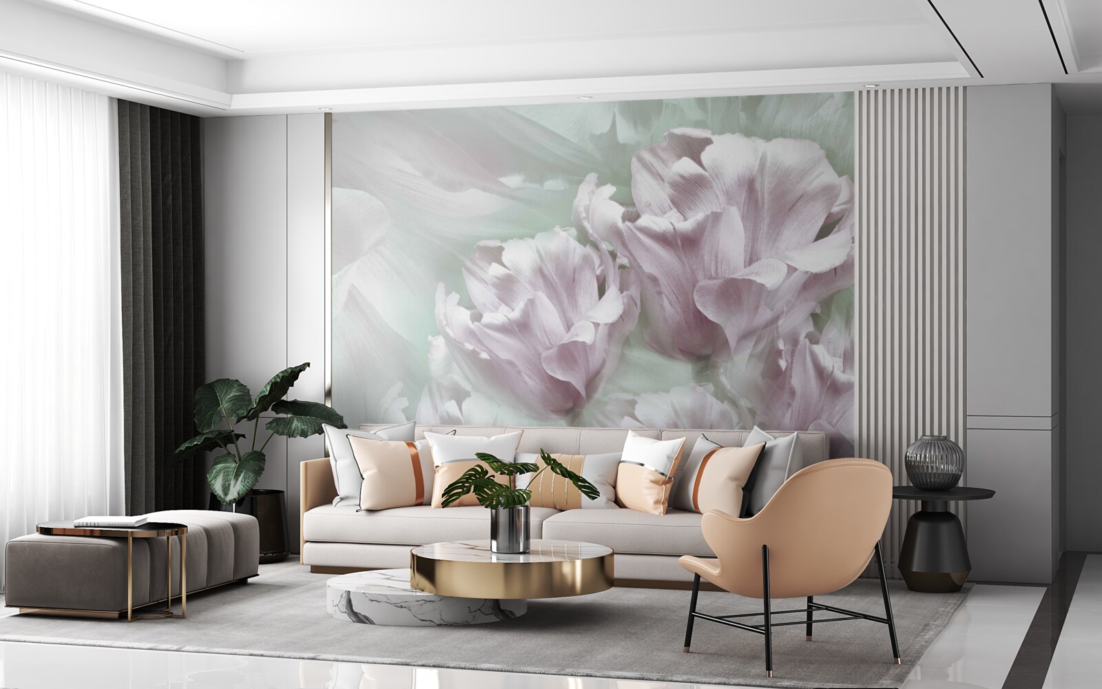 Fototapeta nádherné, veľké, biele a fialové kvety